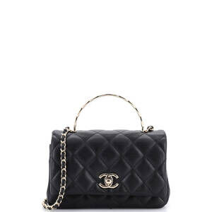 Chanel Mini Coco Crush Top Handle Bag Quilted Caviar